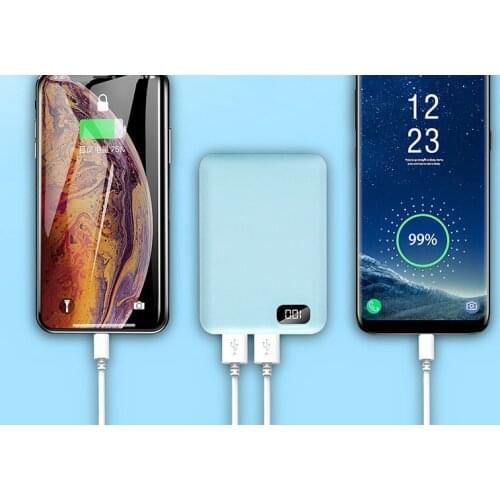 Mini Power Bank 20000mah Battery Power bank LED Powerbank 2USB Micro Type-C Mobile phone Charger for iPhone