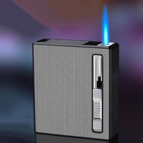 Multifunction Cigarette Case With Lighter Windproof Torch Gas Lighters Waterproof Metal Gadgets For Men Pack 20 Cigarettes Box