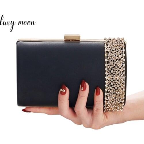 New Fashion PU Clutch Bag Diamond Luxury Designer Handbag Small Evening Bags 2021 Womens Brand Chain Wedding Party Clutch Z150