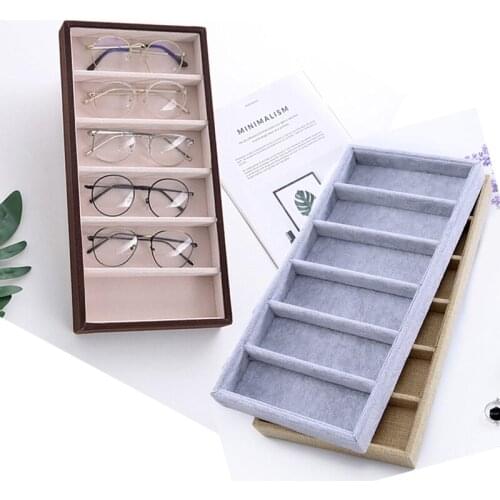 Brand New Glasses Cases Gray Velvet Sunglasses Display Box Glasses Display Props Jewelry Storage Organizer Tray