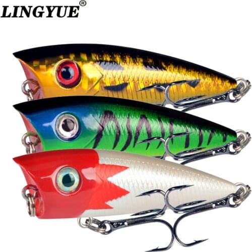 New Arrival 1pcs Hard Baits 6cm/6.4g Popper Fishing Lures Artificial 5 Colors Available Crankbait Wobbler Fishing Tackle Hooks