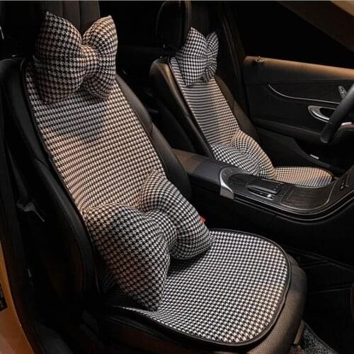 New Arrival Houndstooth Series Car Seat Summer Cool Pad Four Seasons Universal Summer Linen Flax Three Piece Seat Cushion
