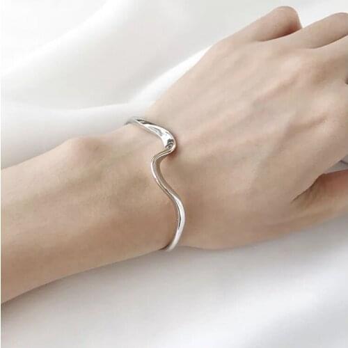 New Adjust Size Silver Color Rose Gold Round Opening Bracelet For Women Vintage Fashion Hand Jewelry Ladies Gift