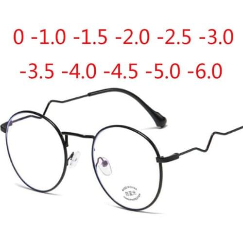 Retro Metal Round Finished Myopia Glasses Women Men Ultralight Candy Pearl Color Shortsighted Eyeglasses