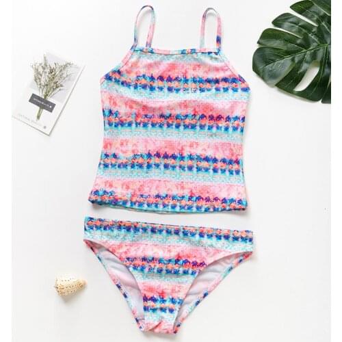 8~9Y Girls swimsuit High quality Children Swimwear Kids Tankini suit Teenager Kids Beach wear Two pieces Girls Swimwear-CZ966