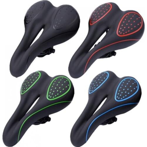 Shockproof Silicone Bicycle Saddle Cushion Waterproof Leather Surface Filled Silica Gel Bike Seat with Breathable Hollow
