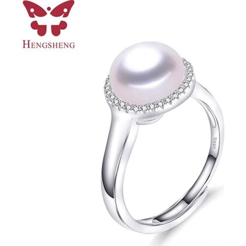 Clearance Sale!Classic Style Natural Freshwater Pearl Rings For Women Fashion Zircon 925 Silver Rings Wedding Jewelry 10-11mm