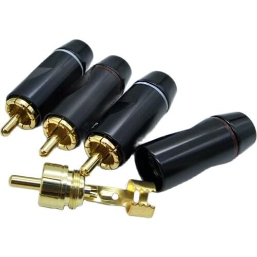 RCA connector for audio Video Gold-plated RCA Plug AV Connector Prefessional Speaker Devices Lotus RCA Plug 4pcs/lot