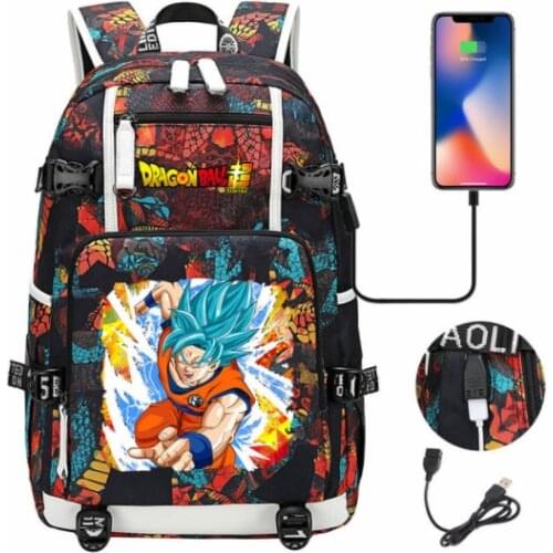 Goku Kakarotto Saiyan Usb Charging Backpack Schoolbag Travel Notebook Laptop Waterproof Bags