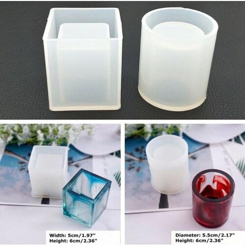 Silicone Casting Mould Square Round Crystal Epoxy Resin Mold for DIY Pen Holder Brush Pot Hot