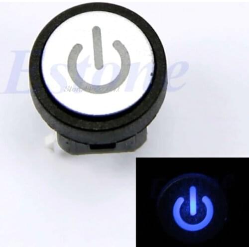 Blue Led Light Power Symbol Momentary Latching Computer Case Switch Push Button Dropship
