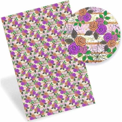 22*30cm Synthetic Leather Fabric Candy Flower Print PU Leather Fabrics Sewing DIY Bags Sofa Faux Artificial Leather Home Decor