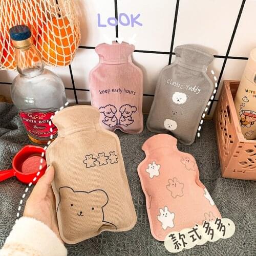 1PCs Keep Warm Cute PVC Stress Pain Relief Therapy Hot Water Bottle Bag with Knitted Soft Cozy Cover Heat Reusable Hand Warmer
