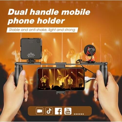 APEXEL Single or Double Handed Handle Grip Universal DIY Metal Smartphone Video Rig Stabilizer Smartphone DSLR Gopro Vlog Selfie