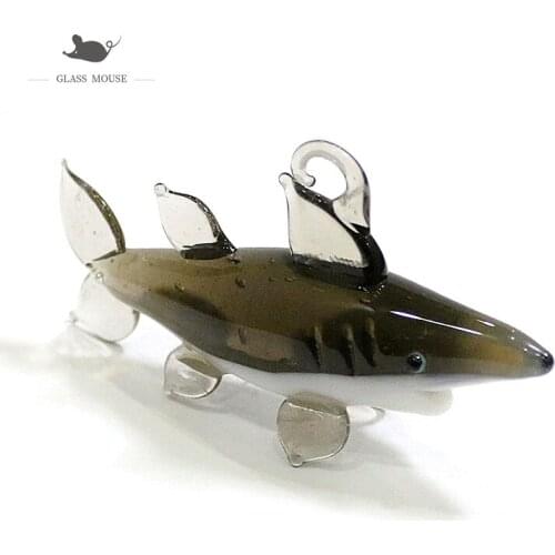 Hanging Glass Shark Miniature Figurine Pendant Festival Party Cute Sea Animal Ornaments Supplies Home Aquarium Decor Accessories
