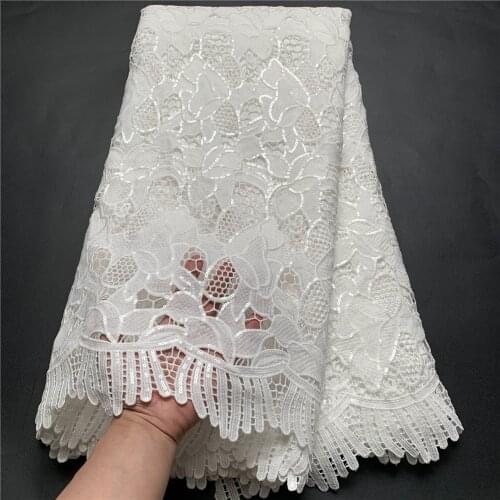 MIQIER 2021 High Quality African Lace Fabric Embroidery Swiss French Tulle Cotton 5yards Wedding Party Dress Guipure Sequins