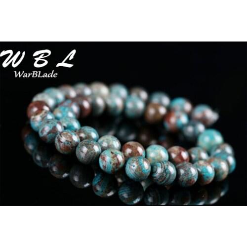WarBLade Natural Stone Blue Pattern Beads 4/6/8/10/12 mm Round Loose Stone Beads DIY Bracelet Jewelry Making