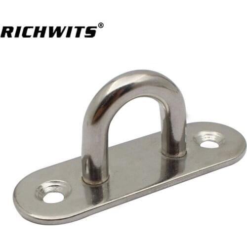 Mirror Polished 5mm 6mm 8mm Stainless Steel 316 Eye Plate Oblong Pad Eye Plate Metal Staple Ring Hook Marine Hardware