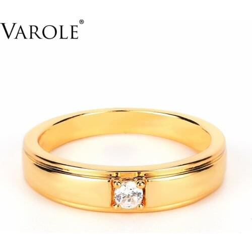 VAROLE Punk Curved Rings For Women with Big CZ Gold Color Minimalist Ring Fashion Jewelry Anillos Mujer Gifts