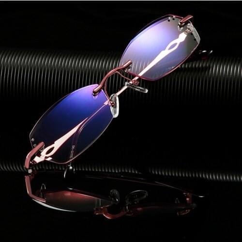 Titanium Frame Ultra Light Rimless Frame Diamond Cut Women Luxury Reading Glasses 0.75 1 1.25 1.5 1.75 2 2.25 2.5 to 4