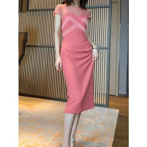 Summer clothes 2021, contrast color self-cultivation and design sense long section, new dress vestido feminino O-Neck