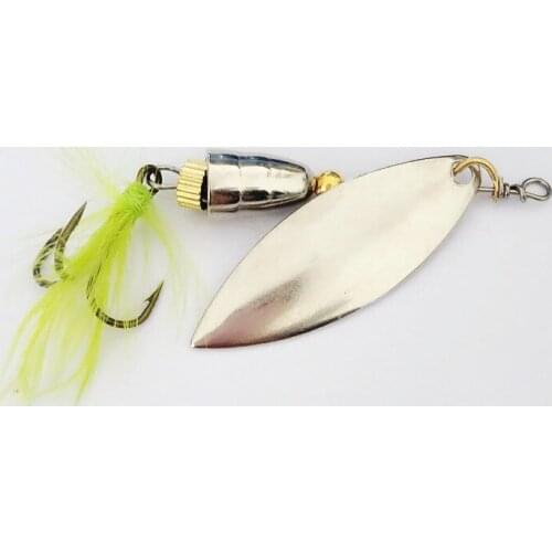 2 Pcs/Set Metal 7 cm 6g Sliver Sequins with Feather Fishing Lures Spoon Lure Hard Baits Bass Pike Fishing Tackle L17