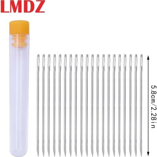 LMDZ 20pcs 58mm hand Needles Leather Stitching Sewing Needle Hand Sewing pin special for leathercraft With NeedleBottle