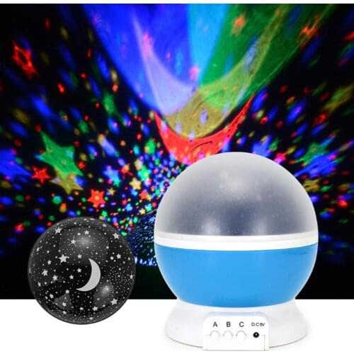 3 Modes Creative Star Moon Projector Night Light Star 360 Rotating Full Night Sky Ceiling Walls Projection Lamp Moving Star Lamp