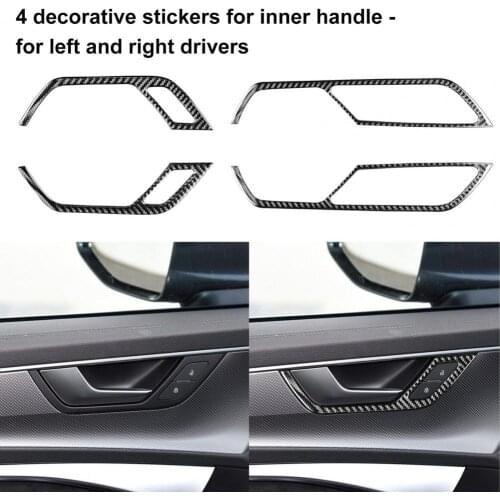 Carbon Fiber 4Pcs Light Carbon Fiber Door Handle Panel Frame Dust-proof Panel Decor Sticker Heat-resistant