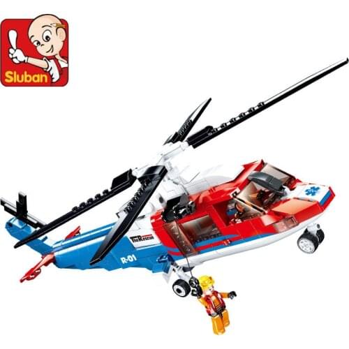 402Pcs City Emergency Rescue Helicopter Model Bricks DIY Building Blocks Sets Brinquedos Figures Educational Toys for Children