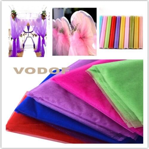 5m / lot 48cm Romantic Snow Yarn Wedding Arches Sheer Crystal Organza Tulle Fabric For Wedding Party New Year Decoration