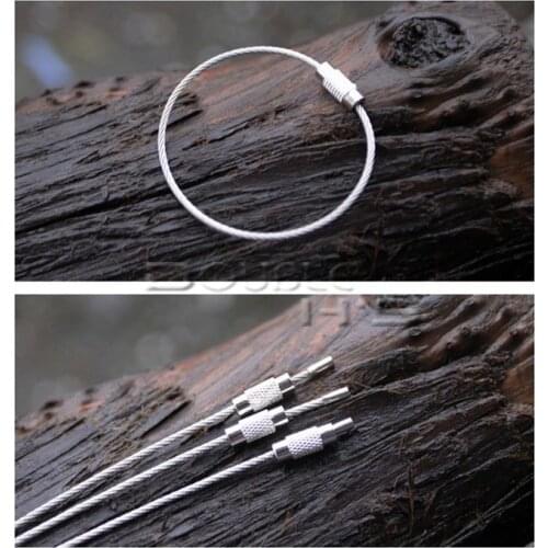 50pcs/lot Stainless Steel Wire Keychain Cable Key Ring for Outdoor Hiking
