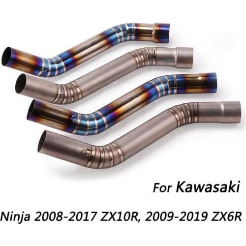 51 mm Mid Pipe for Kawasaki ZX6R ZX636 ZX10R Ninja Motorcycle Titanium Alloy Exhaust Pipe Slip On Delete Original Catalyst