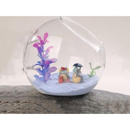 Free Shipping 4pcs/pack Diameter=12cm Middle Size Glass Terrarium Vase Side Open Table Fishbowl Landscape Home Decorative