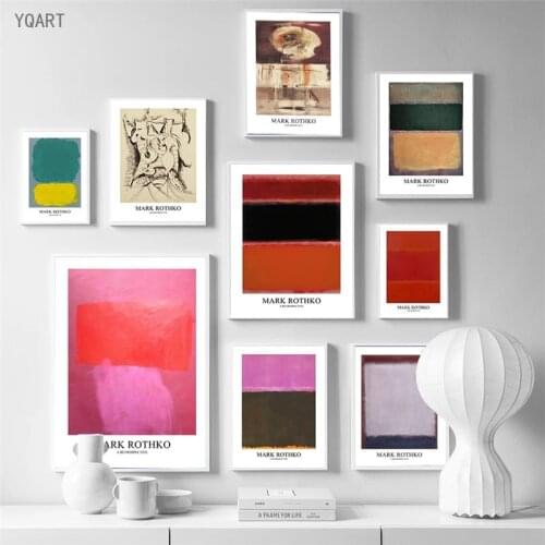 Famous Mark Rothko Focused Canvas Painting Posters Print Color Block Wall Art Pictures For Modern Home Living Room Wall Decor