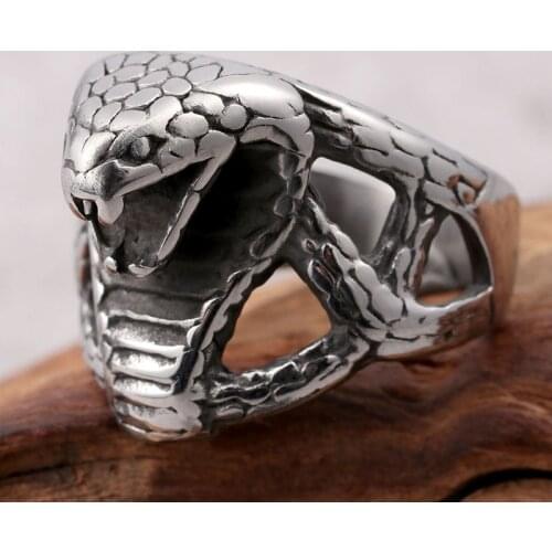 Europe and the United States new trend titanium steel mens ring creative zodiac snake single index finger ring retro ring