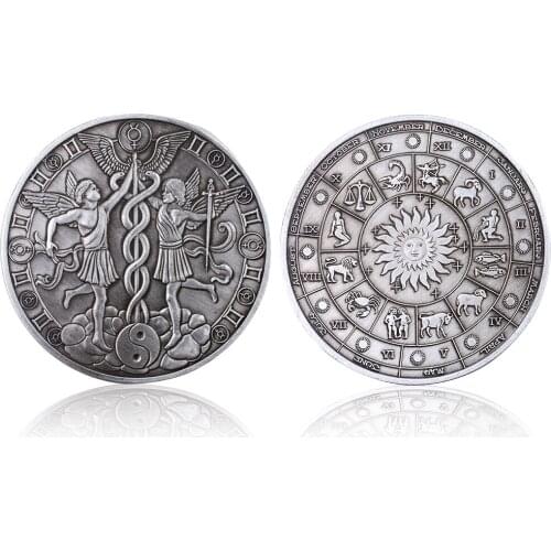 Collectible Metal Gifts Decorative Gemini 12 Constellation Challenge Coin Christmas Tree Ornaments Coins