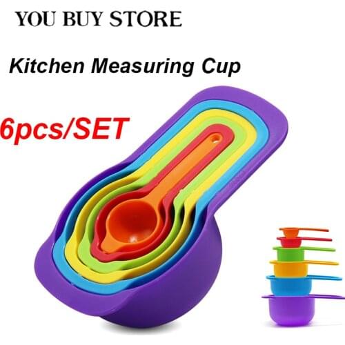 NEW 6pcs/set Kitchen Measuring Spoons Measuring Cups Cooking Baking Tools Colorful Plastic Sugar Measure Spoon Sell with Cheap