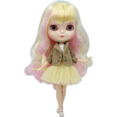 ICY doll 1/6 nude doll with white skin mixed long curly hair and A-cup joint body No.BL1017/136/288/6005