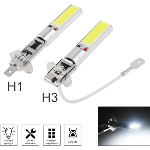 1Pcs H1/H3 Canbus Super Bright LED Bulb White Car Fog Light Headlight COB 12V 20W 6000K Running Light Bulb Auto Motorcycle Lamps