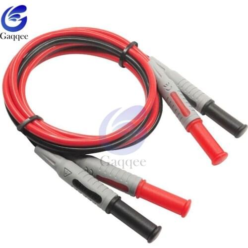 1 pair 2pcs P1032 Multimeter Test Cable Injection Molded 4mm Banana Plug Test Line Straight to Curved Test Cable Black+Red