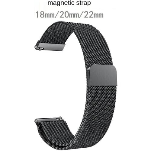 LED magnetic suction strap 18/20/22mm stainless steel magnetic suction electronic watch flat head strap
