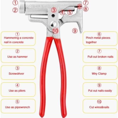 Multifunctional Hammer Pipe Wrench Pliers Screwdriver Nail Gun Steel Nail Stapler Universal Woodworking Hammer Carpentry Fitter