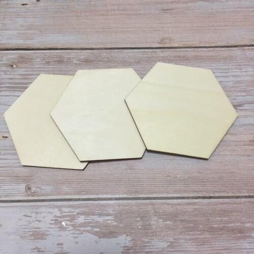 Set of 20 Unfinished wooden Hexagon Cut Out DIY Crafting Wood laser cut tags