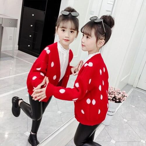 Spring and Autumn New Korean Style Children Sweater Fashion All-match V-neck Sweater Western Style Cute Trendy Cardigan Jacket
