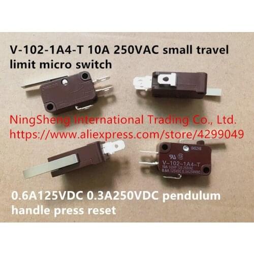 Original new 100% V-102-1A4-T 10A 250VAC small travel limit micro switch pendulum handle press reset