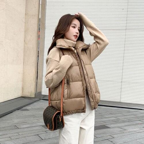 ISENMAL Autumn Winter Womens Solid Loose Vest Stand Collar Short Vest Jacket Cotton Padded Women Windproof Warm Waistcoat