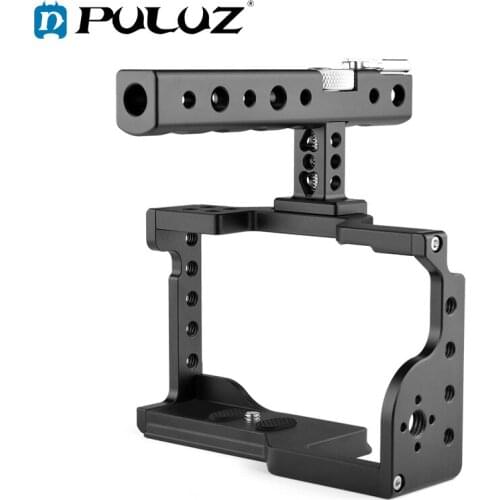 PULUZ Aluminum Alloy Camera Cage Stabilizer with Handle Grip For Sony A6600 / ILCE-6600 Camera Video Cage Rig