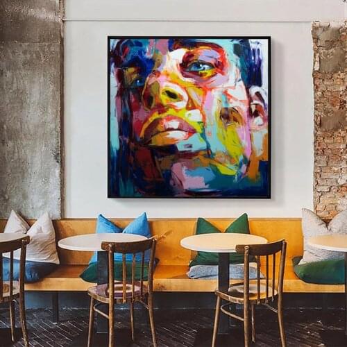 Hand Painted Francoise Nielly Palette Knife Portrait Face Oil Painting Character Figure Canva Wall Art Picture For Living Room