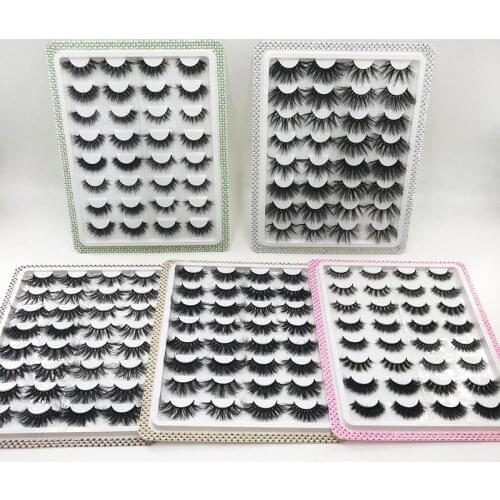 Rhinestone Clear Cover Lash Tray 9 Pairs 16Pairs Box With Siberian Real Mink Lashes 25mm 27mm 30mm Eyelashes vendor